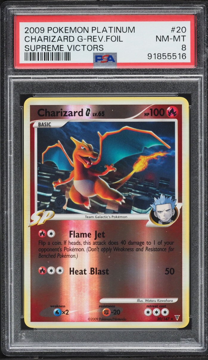 2009 Pokemon Platinum Supreme Victors Reverse Holo Charizard G #20 PSA 8 NM-MT