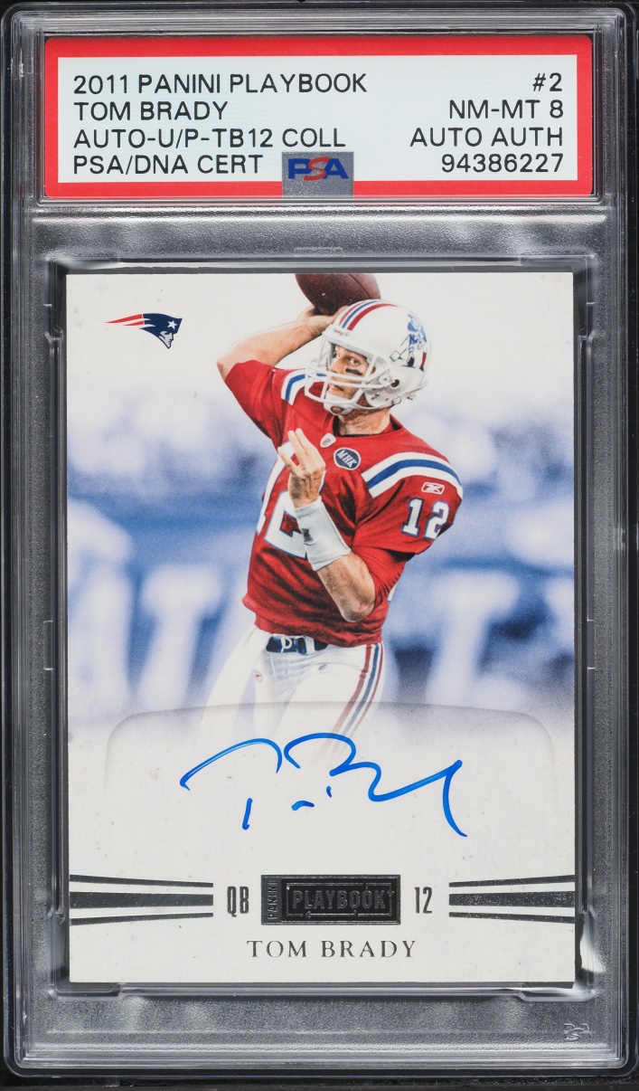2011 Panini Playbook U/p TB12 Coll Tom Brady AUTO DNA #2 PSA 8 NM-MT