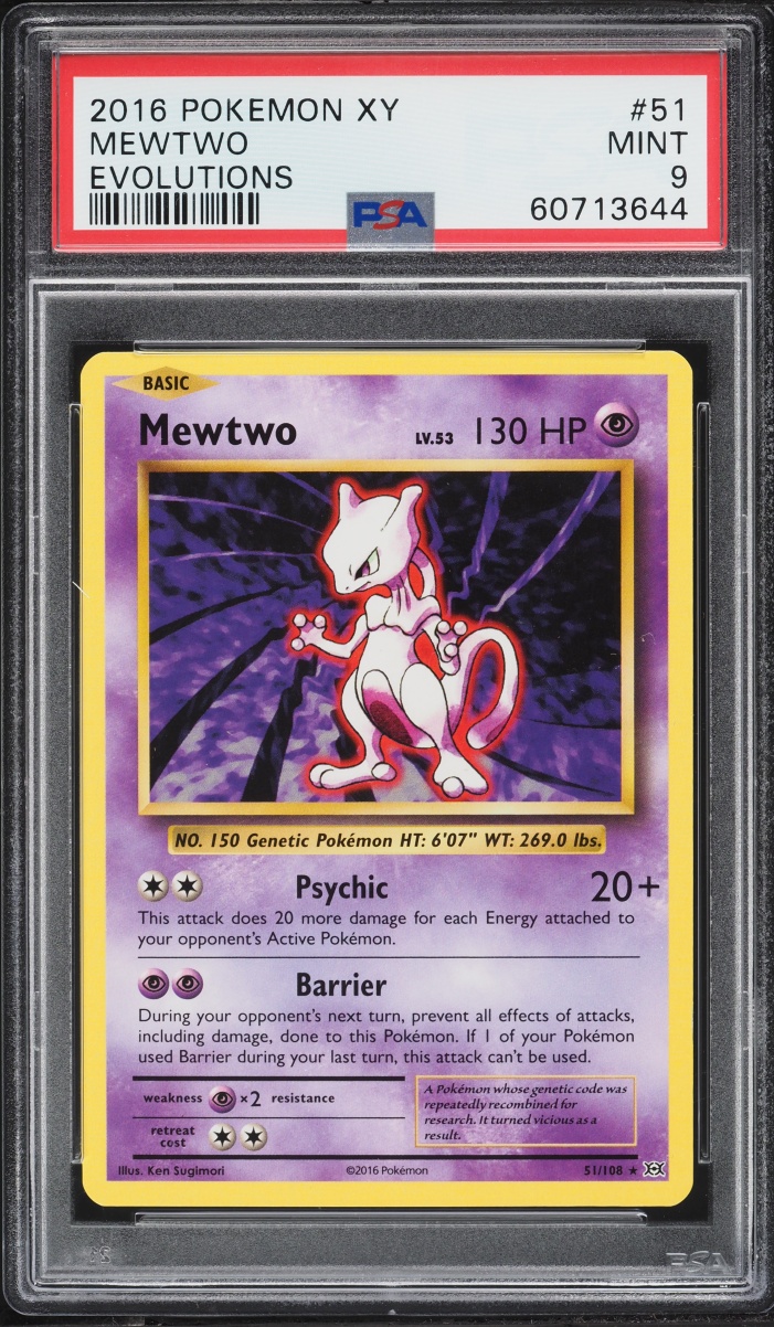 2016 Pokemon XY Evolutions Mewtwo #51 PSA 9 MINT