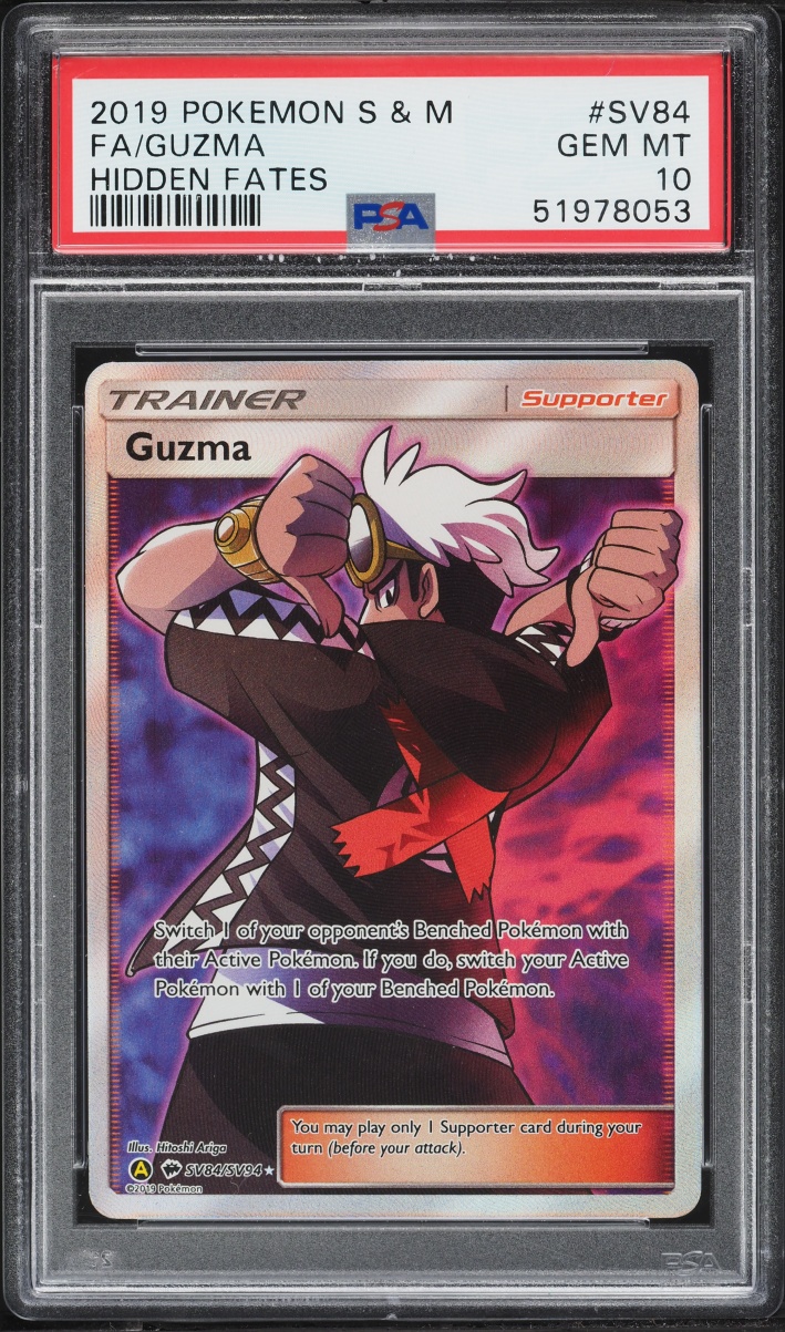 2019 Pokemon Sun & Moon Hidden Fates Full Art Guzma #SV84 PSA 10 GEM MINT