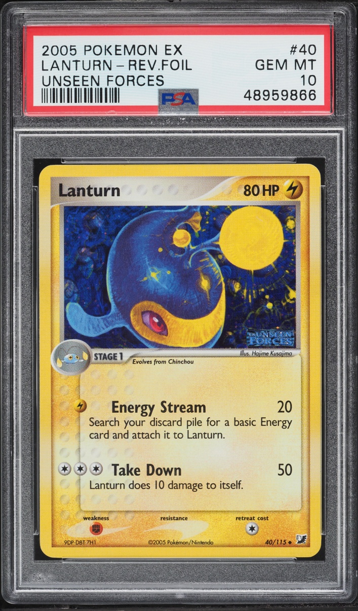 2005 Pokemon EX Unseen Forces Reverse Foil Lanturn #40 PSA 10 GEM MINT