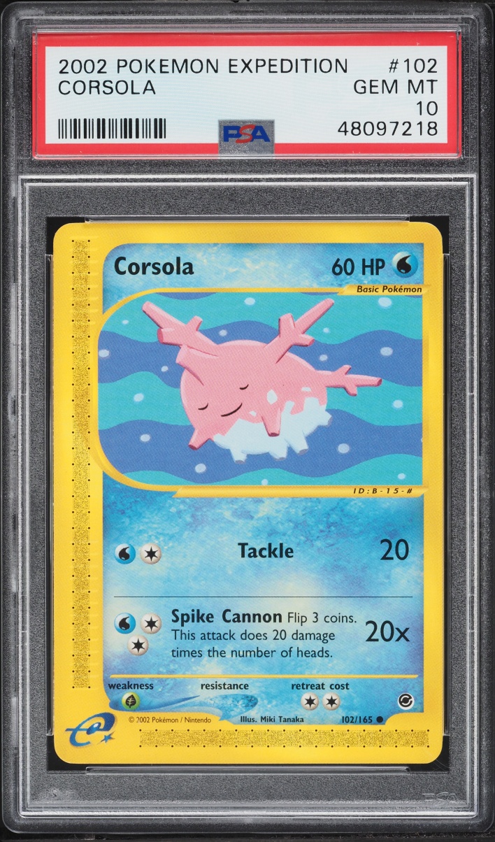 2002 Pokemon E-Card Expedition Base Set Corsola #102 PSA 10 GEM MINT