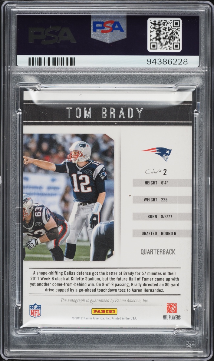 2011 Panini Playbook TB12 Collection Tom Brady AUTO DNA #2 PSA 9 MINT
