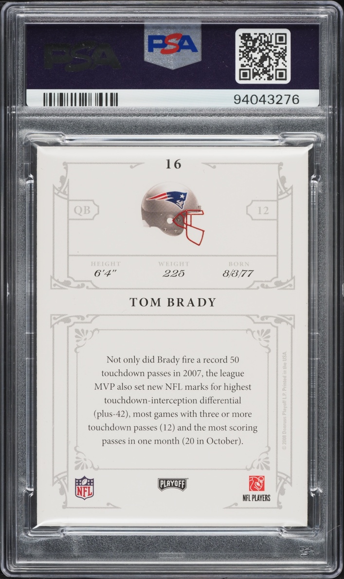 2008 Playoff National Treasure Sample TB12 Collection Tom Brady AUTO DNA 10 #16 PSA AUTH