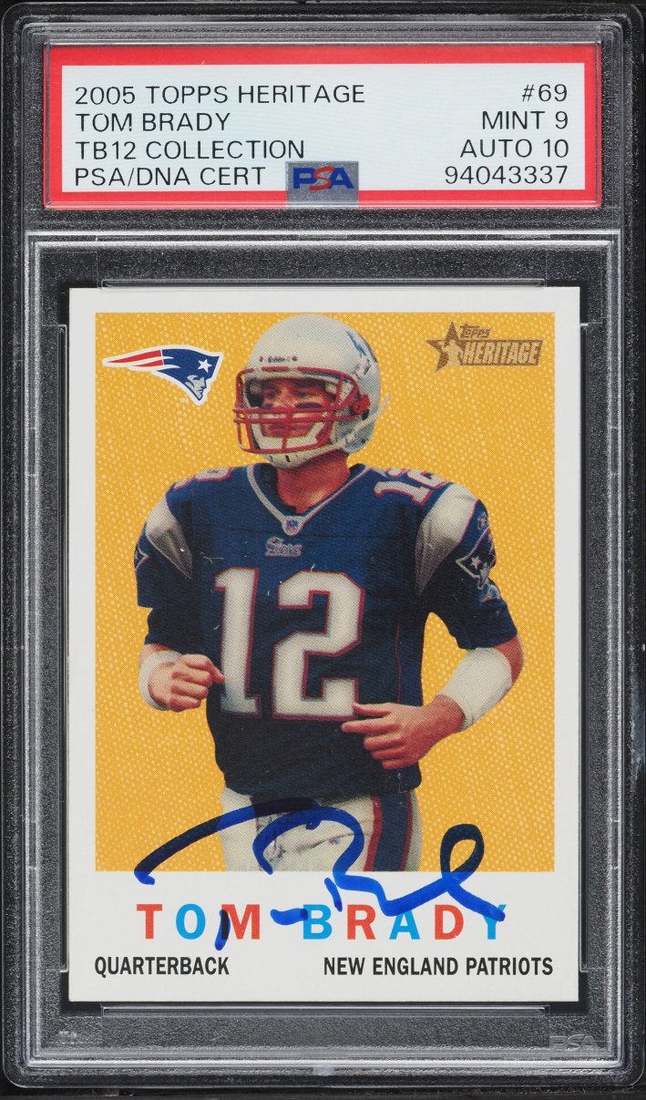 2005 Topps Heritage TB12 Collection Tom Brady AUTO DNA 10 #69 PSA 9 MINT