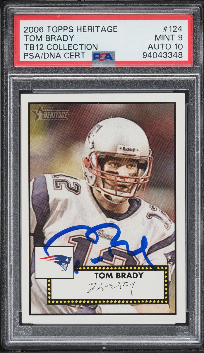 2006 Topps Heritage TB12 Collection Tom Brady AUTO DNA 10 #124 PSA 9 MINT