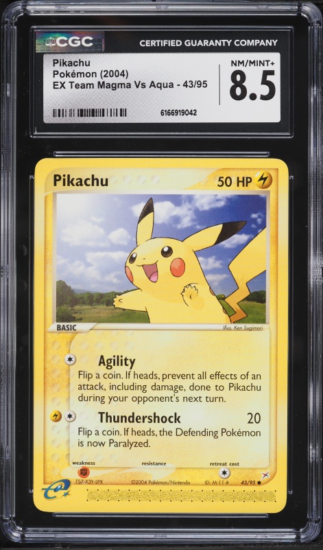 2004 Pokemon EX Team Magma VS Aqua Pikachu #43 CGC 8.5 NM-MT+