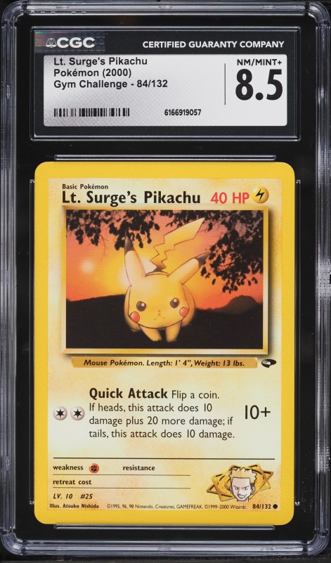 2000 Pokemon Gym Challenge Lt. Surge's Pikachu #84 CGC 8.5 NM-MT+