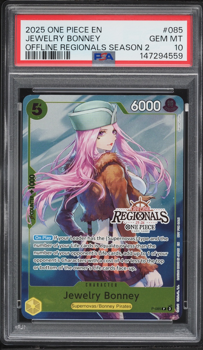 2025 One Piece Promo Offline Regionals Pack Season 2 Jewelry Bonney #P-085 PSA 10 GEM MINT