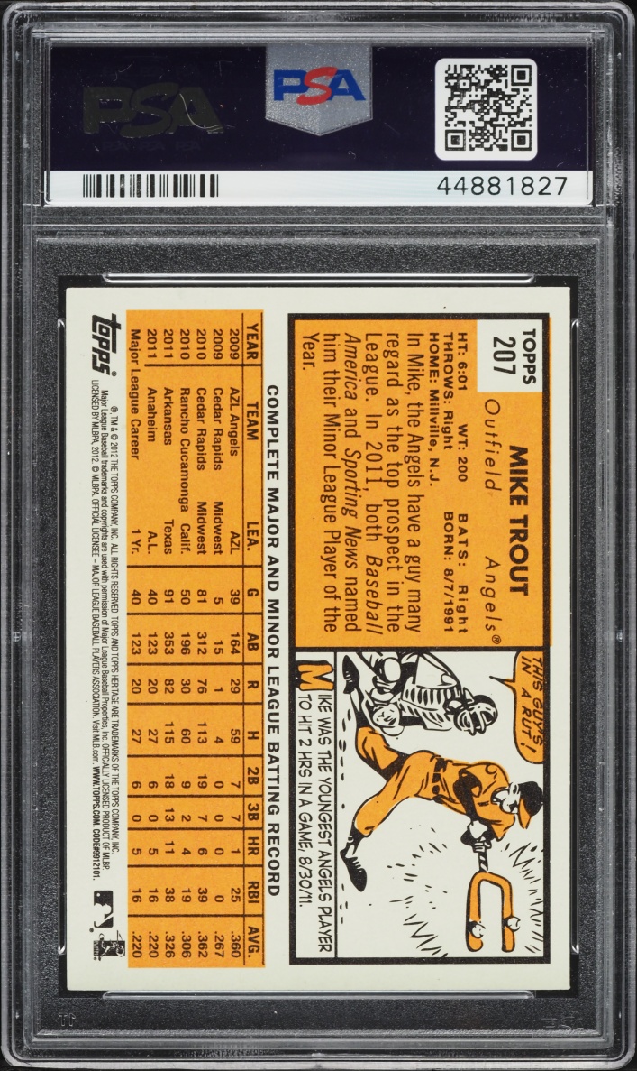 2012 Topps Heritage Mike Trout ROOKIE #207 PSA 9 MINT