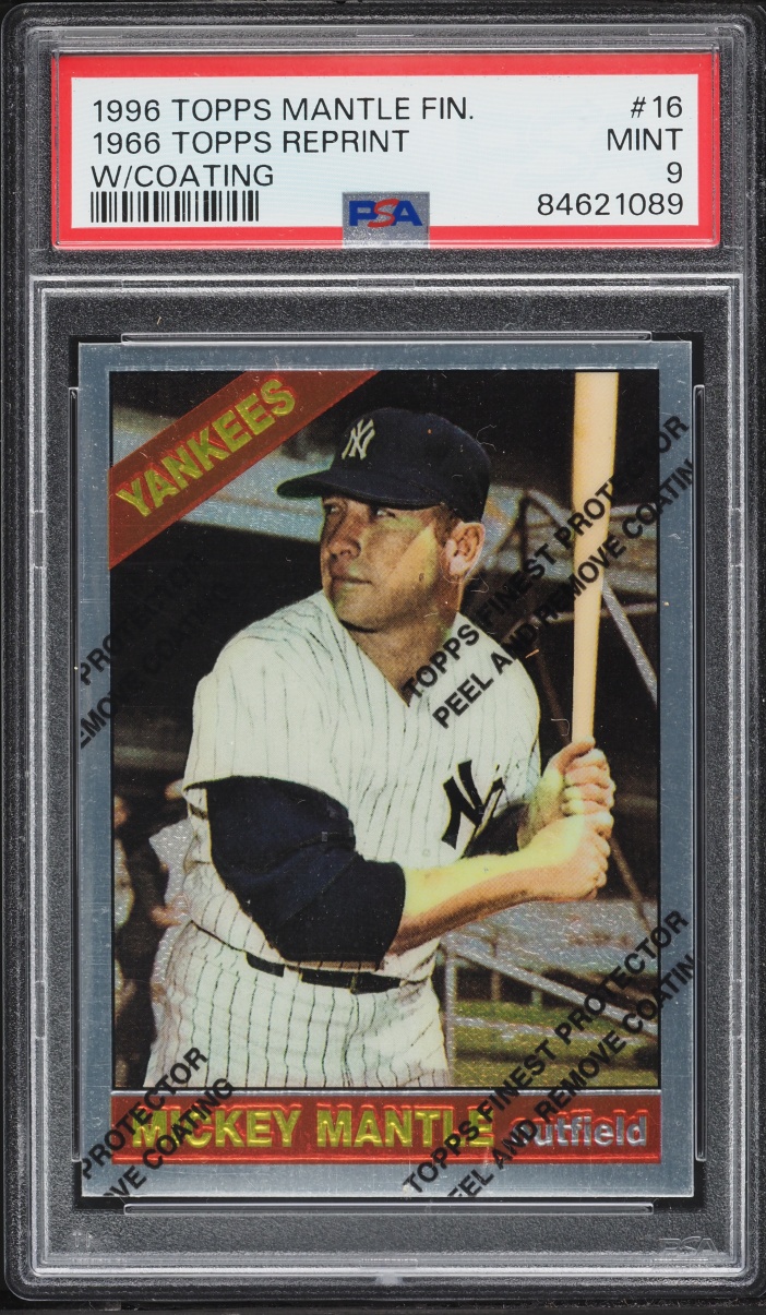 1996 Finest '66 Topps Reprint w/ Coating Mickey Mantle #16 PSA 9 MINT