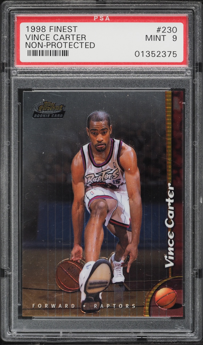 1998 Finest Non-Protected Vince Carter ROOKIE #230 PSA 9 MINT