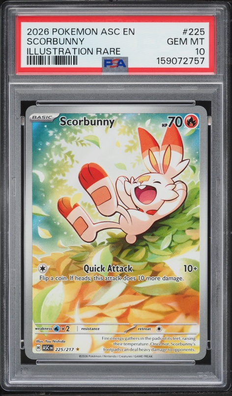 2026 Pokemon Mega Evolution Ascended Heroes IR Scorbunny #225 PSA 10 GEM MINT