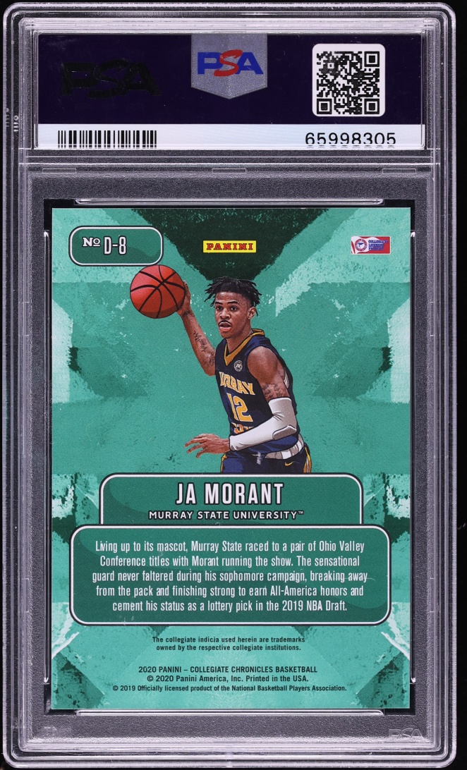 2020 Panini Prizm Draft Picks Downtown Ja Morant #D-8 PSA 10 GEM MINT
