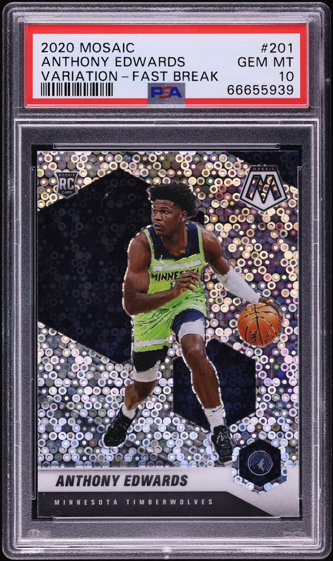 2020 Panini Mosaic Variation Fast Break Anthony Edwards ROOKIE #201 PSA 10 GEM MINT