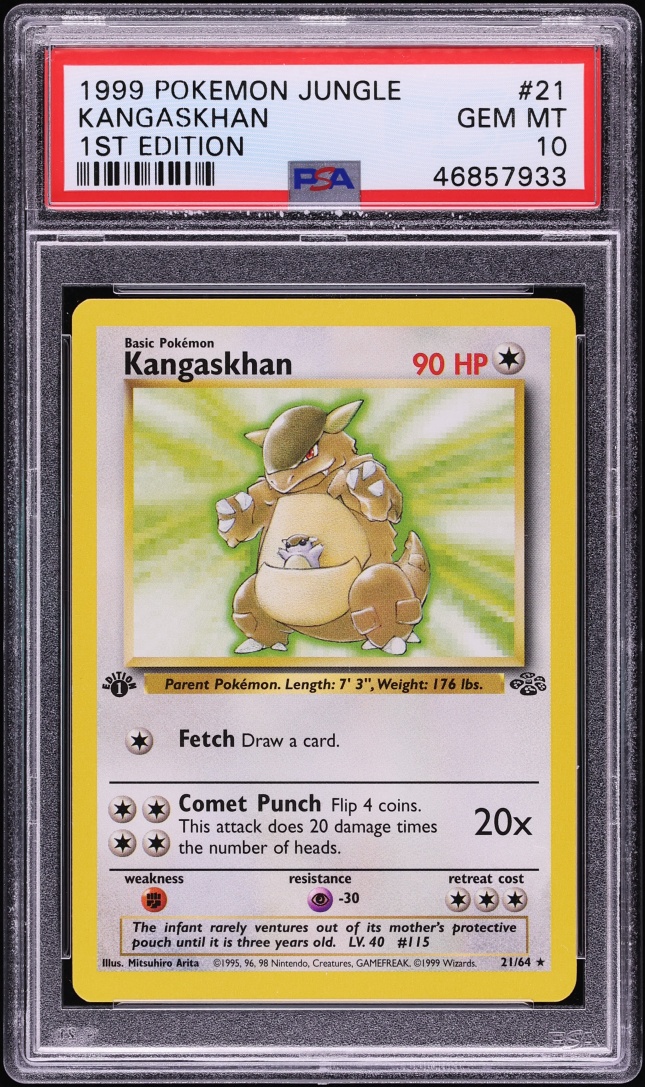 1999 Pokemon Jungle 1st Edition Kangaskhan #21 PSA 10 GEM MINT