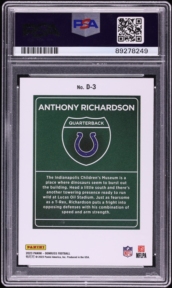 2023 Donruss Downtown Anthony Richardson ROOKIE #D-3 PSA 10 GEM MINT