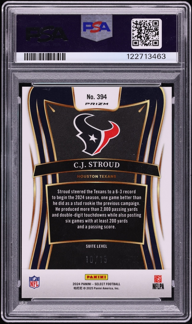 2024 Select Suite Level Pink Glitter CJ Stroud /15 #394 PSA 10 GEM MINT