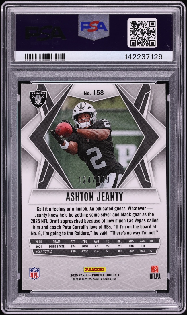 2025 Panini Phoenix Ashton Jeanty ROOKIE /149 #158 PSA 9 MINT