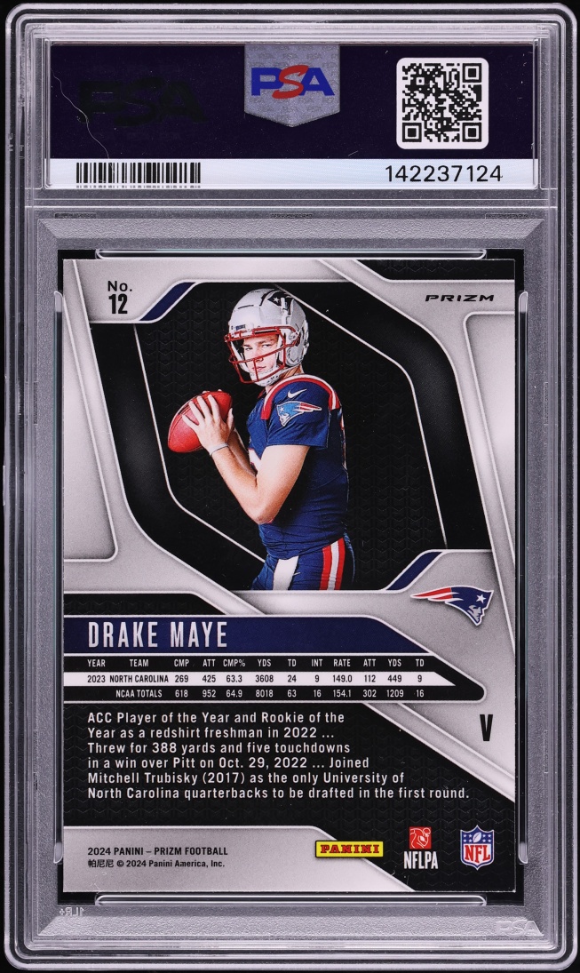2024 Panini Prizm Silver Variation Drake Maye ROOKIE #12 PSA 9 MINT