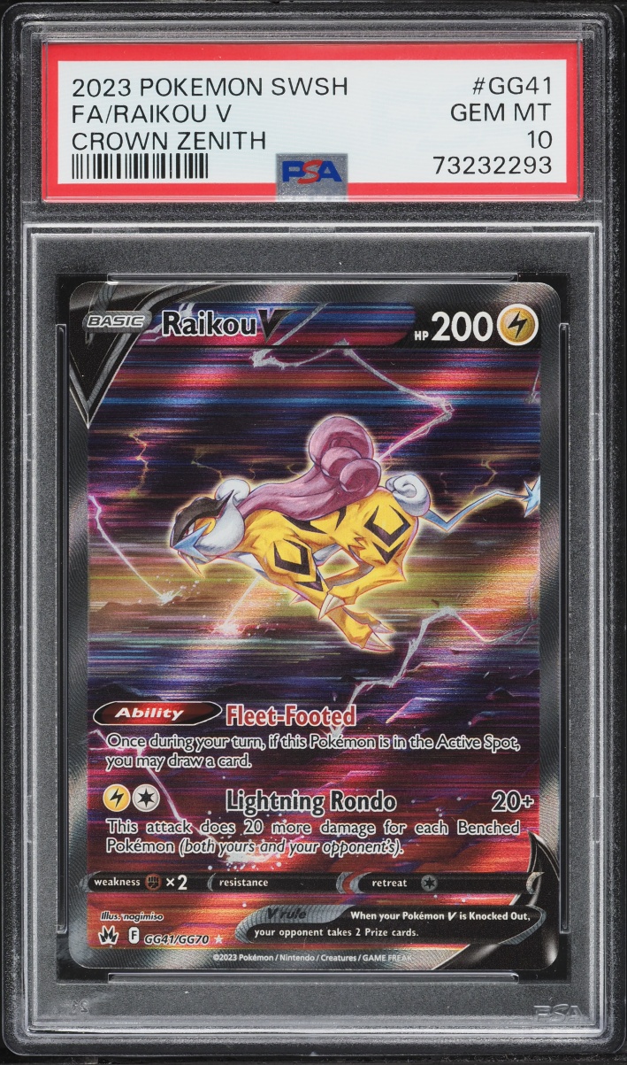 2023 Pokemon Sword & Shield Crown Zenith Alt Art Raikou V #GG41 PSA 10 GEM MINT