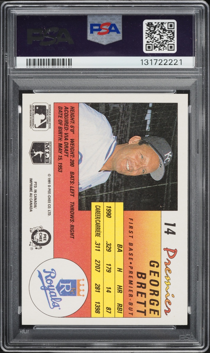 1991 O-Pee-Chee Premier George Brett #14 PSA 10 GEM MINT