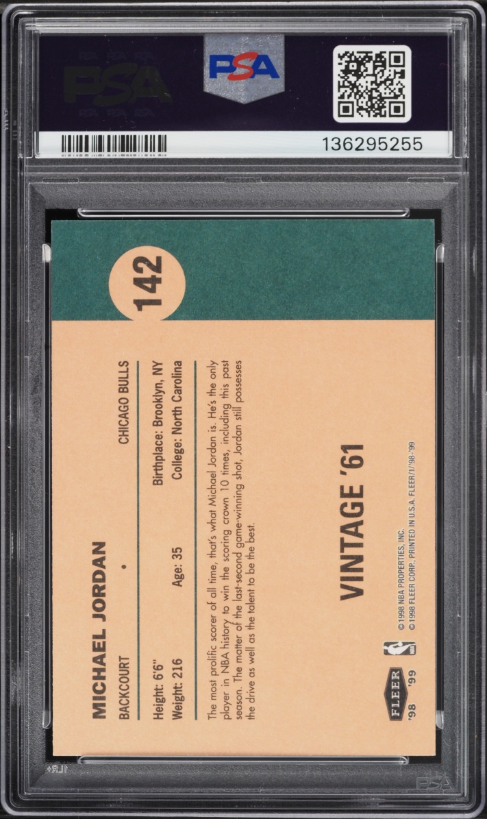 1998 Fleer Tradition Vintage '61 Michael Jordan #142 PSA 8 NM-MT