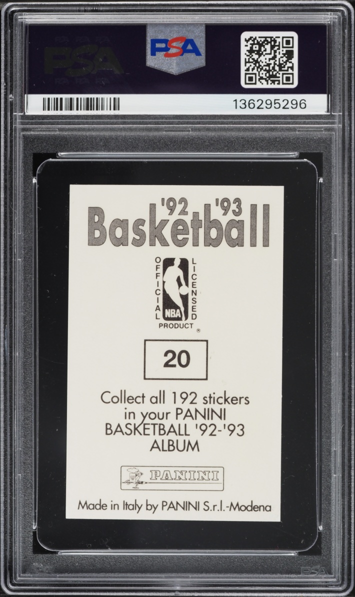 1992 Panini Sticker MVP Foil Michael Jordan #20 PSA 9 MINT