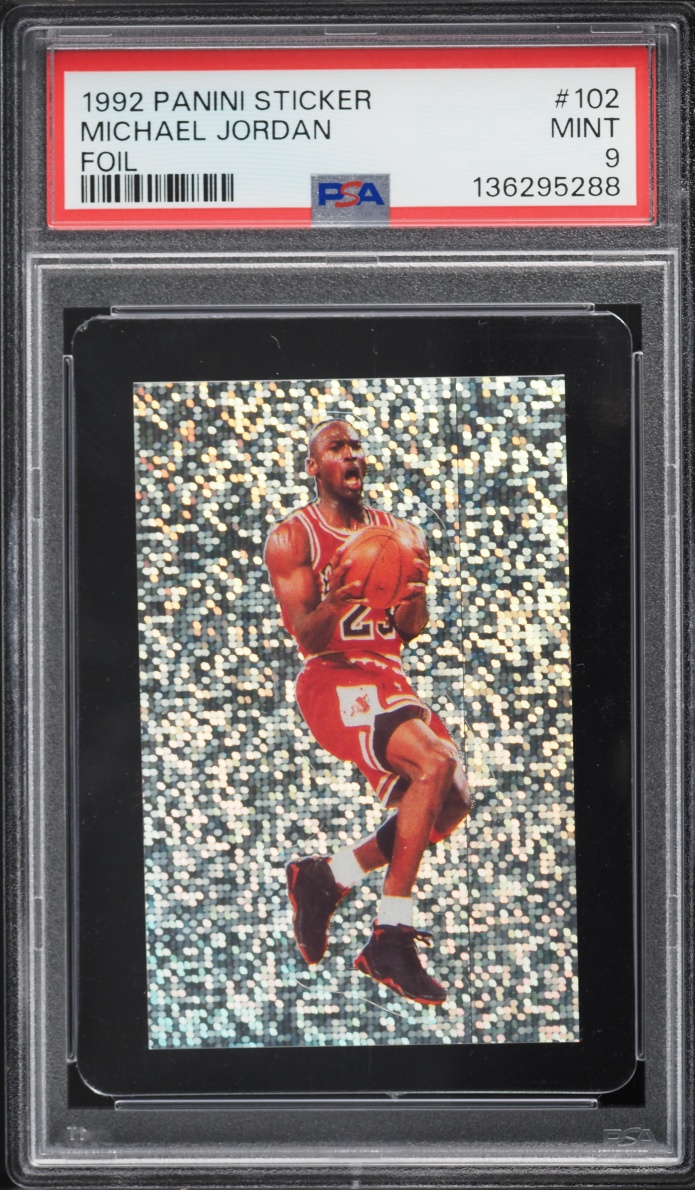 1992 Panini Sticker Foil Michael Jordan #102 PSA 9 MINT