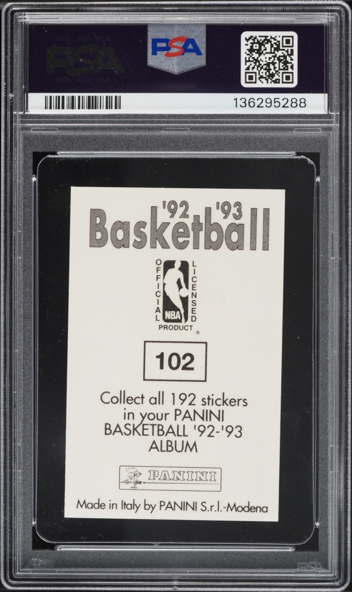 1992 Panini Sticker Foil Michael Jordan #102 PSA 9 MINT