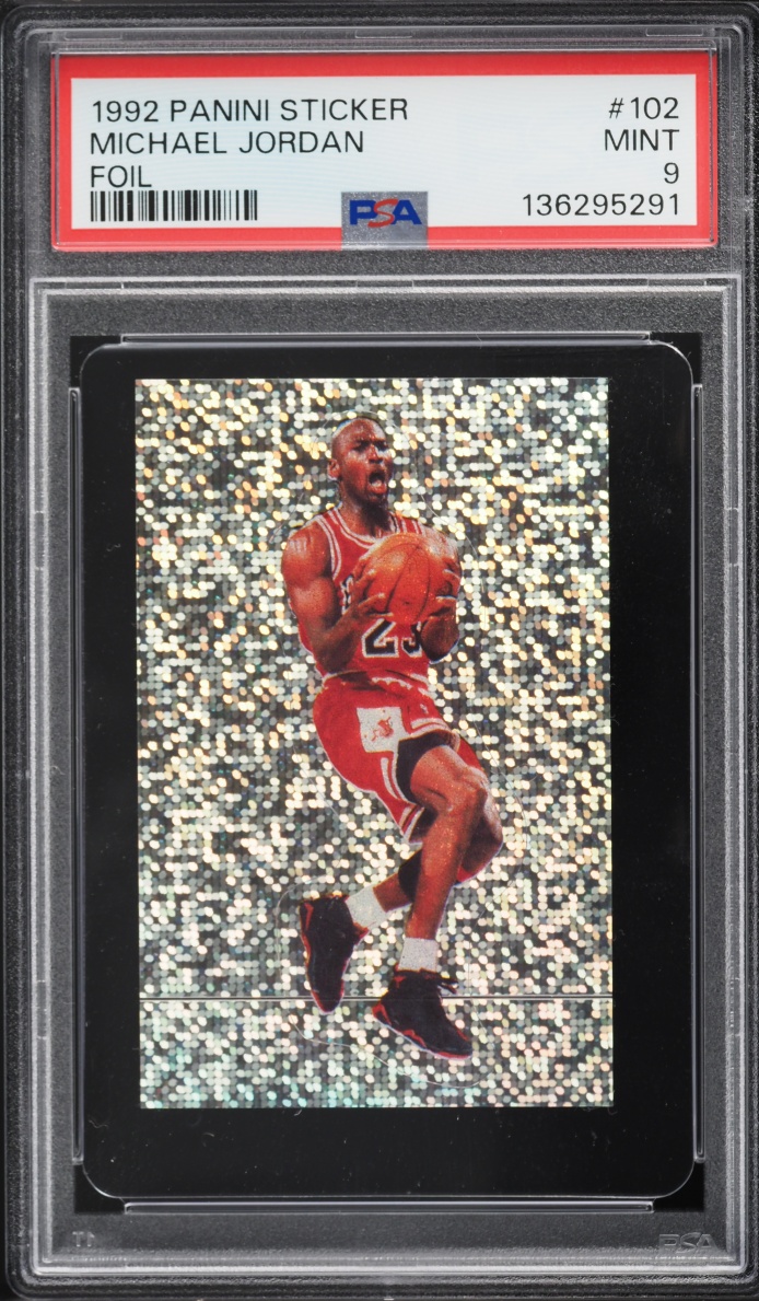 1992 Panini Sticker Foil Michael Jordan #102 PSA 9 MINT
