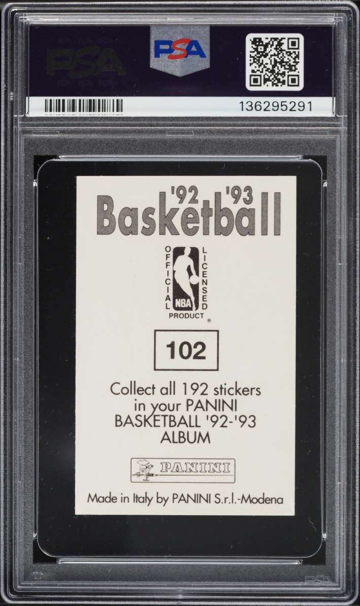 1992 Panini Sticker Foil Michael Jordan #102 PSA 9 MINT