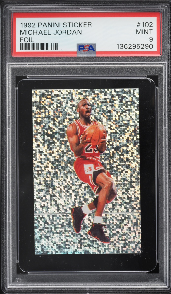 1992 Panini Sticker Foil Michael Jordan #102 PSA 9 MINT