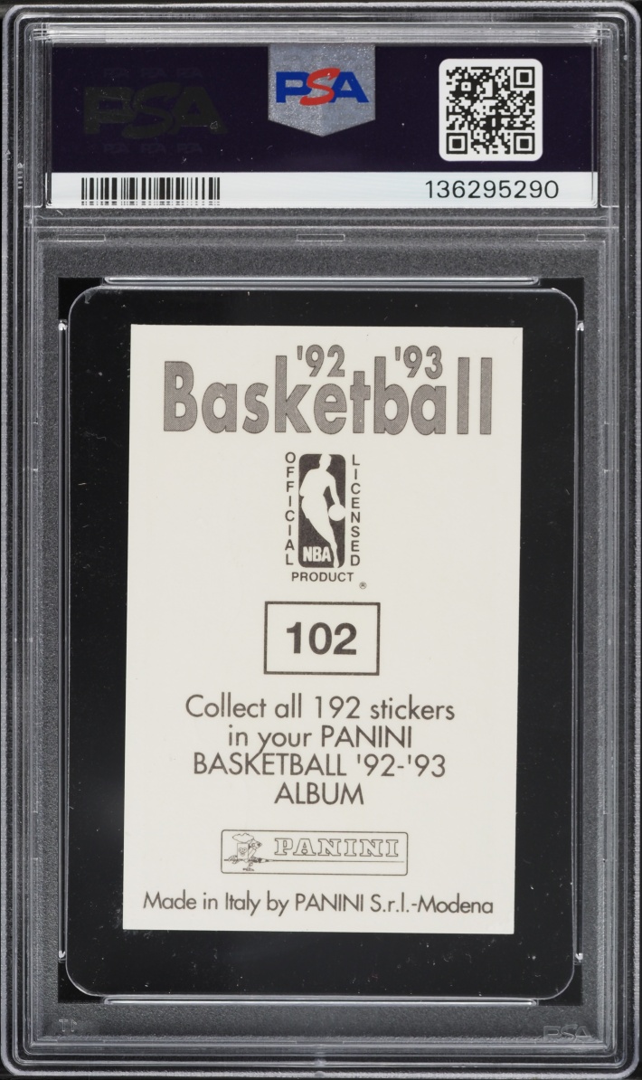 1992 Panini Sticker Foil Michael Jordan #102 PSA 9 MINT