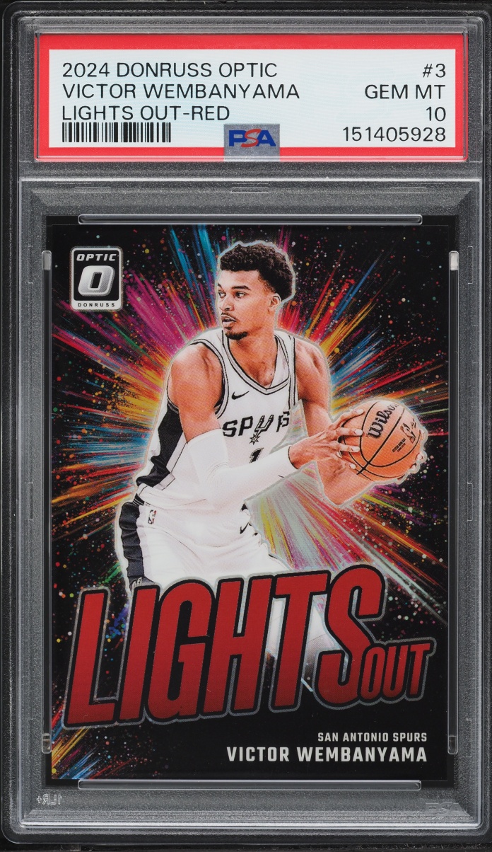 2024 Donruss Optic Lights Out Red Prizm Victor Wembanyama /99 #3 PSA 10 GEM MINT