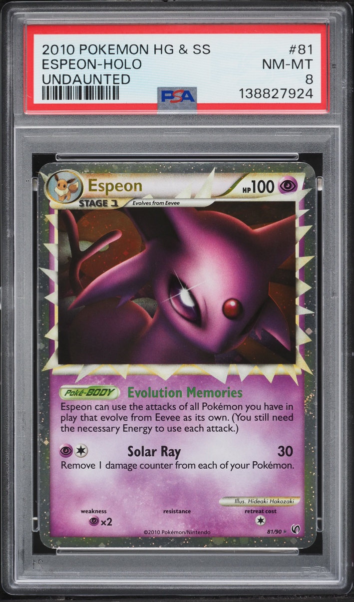 2010 Pokemon HeartGold & SoulSilver Undaunted Holo Prime Espeon #81 PSA 8 NM-MT
