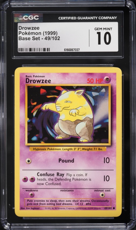 1999 Pokemon Portuguese Base Set 1st Edition Drowzee #49 PSA 10