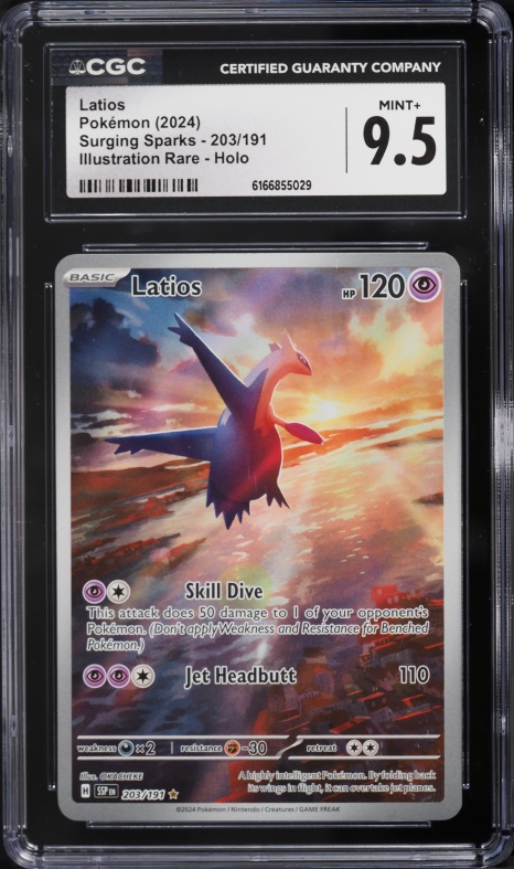 2024 Pokemon Scarlet & Violet Surging Sparks IR Latios #203 CGC 9.5 MINT+