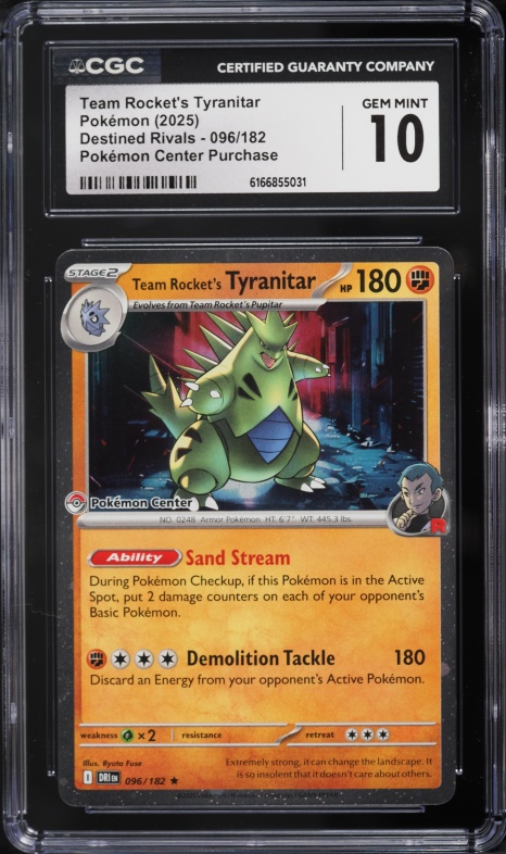 2025 Pokemon SV Destined Rivals Center Purchase Team Rocket's Tyranitar #96 CGC 10 GEM MINT