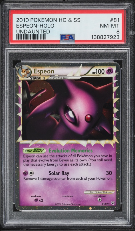 2010 Pokemon HeartGold & SoulSilver Undaunted Holo Prime Espeon #81 PSA 8 NM-MT