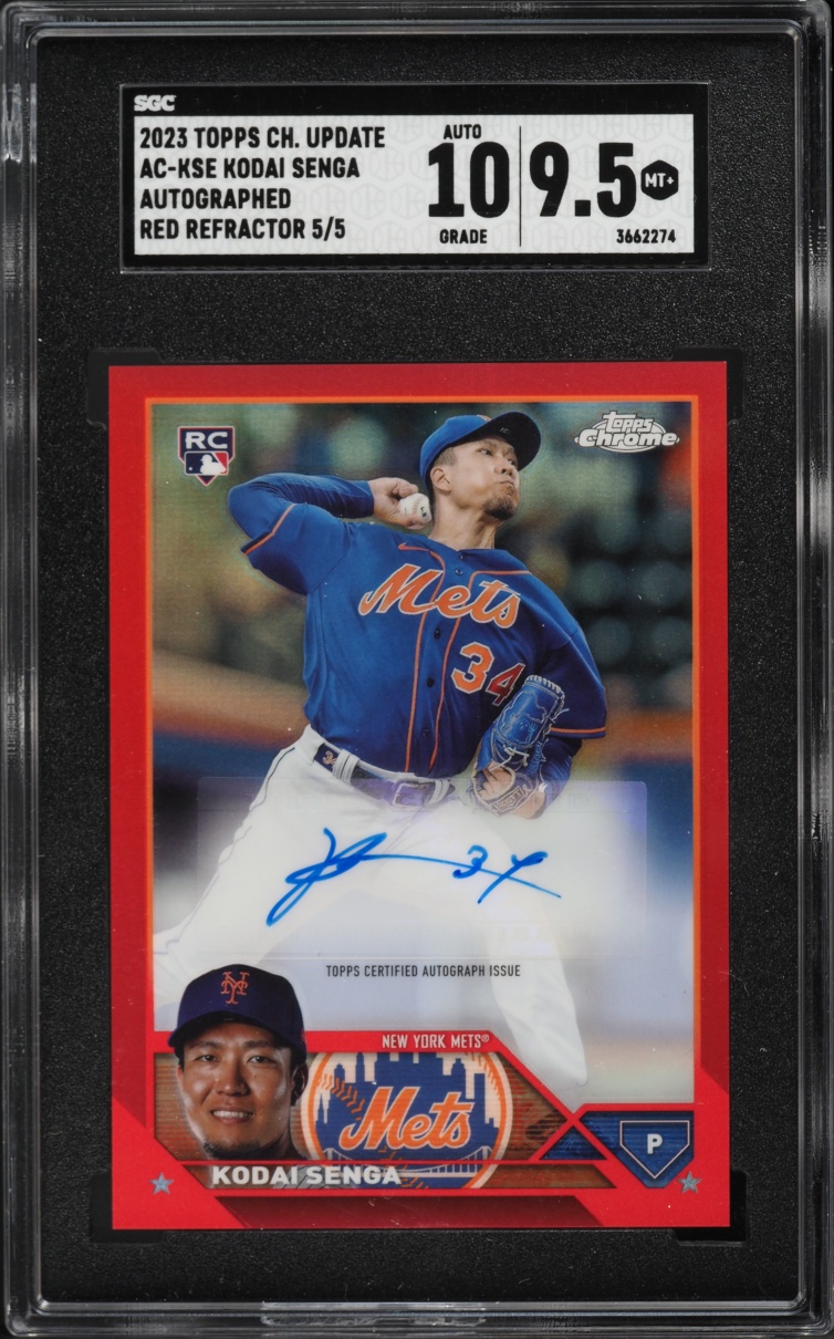 2023 Topps Chrome Update Red Refractor Kodai Senga ROOKIE AUTO 5/5 #AC-KSE SGC 9.5 MINT+