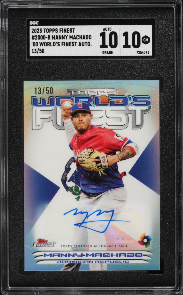 2023 Finest '00 World's Finest Manny Machado AUTO JERSEY # 13/50 #2000-8 SGC 10 GEM MINT