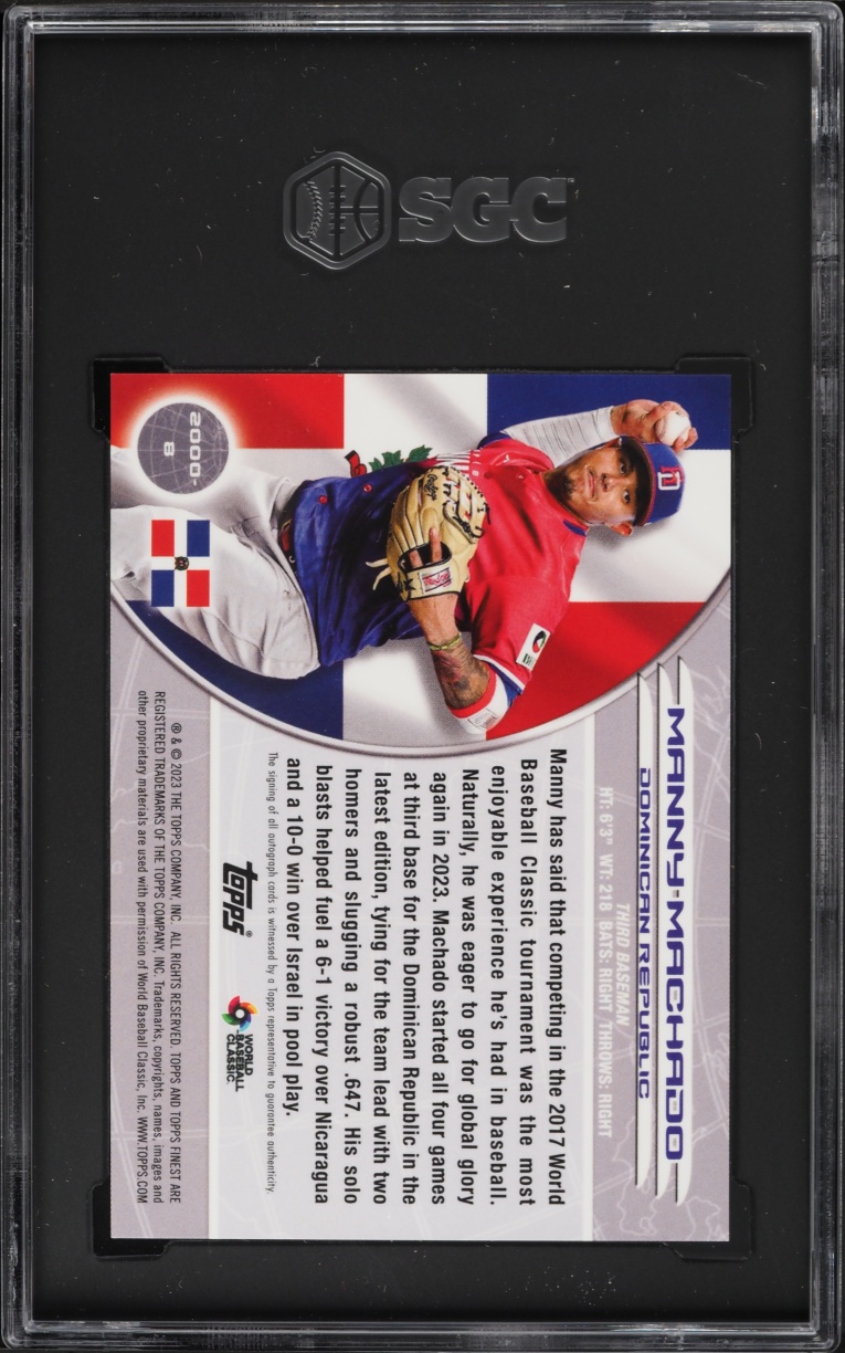 2023 Finest '00 World's Finest Manny Machado AUTO JERSEY # 13/50 #2000-8 SGC 10 GEM MINT