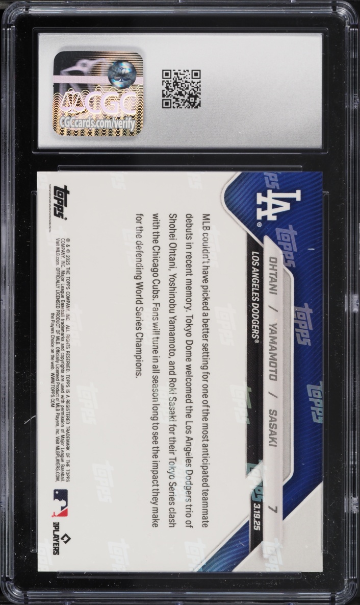 2025 Topps Now Shohei Ohtani Yoshinobu Yamamoto Roki Sasaki ROOKIE #7 CGC 10 GEM MINT