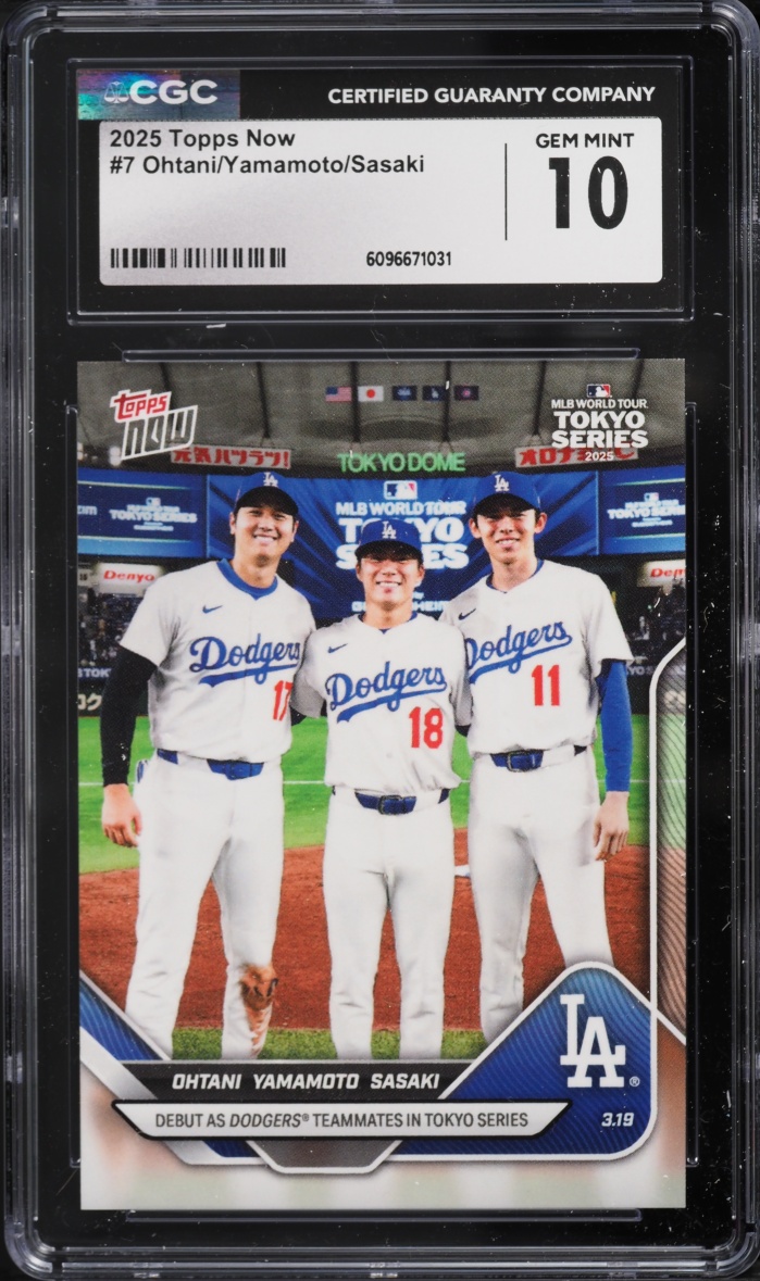 2025 Topps Now Shohei Ohtani Yoshinobu Yamamoto Roki Sasaki ROOKIE #7 CGC 10 GEM MINT