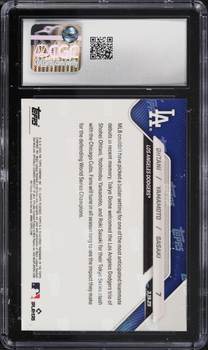 2025 Topps Now Shohei Ohtani Yoshinobu Yamamoto Roki Sasaki ROOKIE #7 CGC 10 GEM MINT