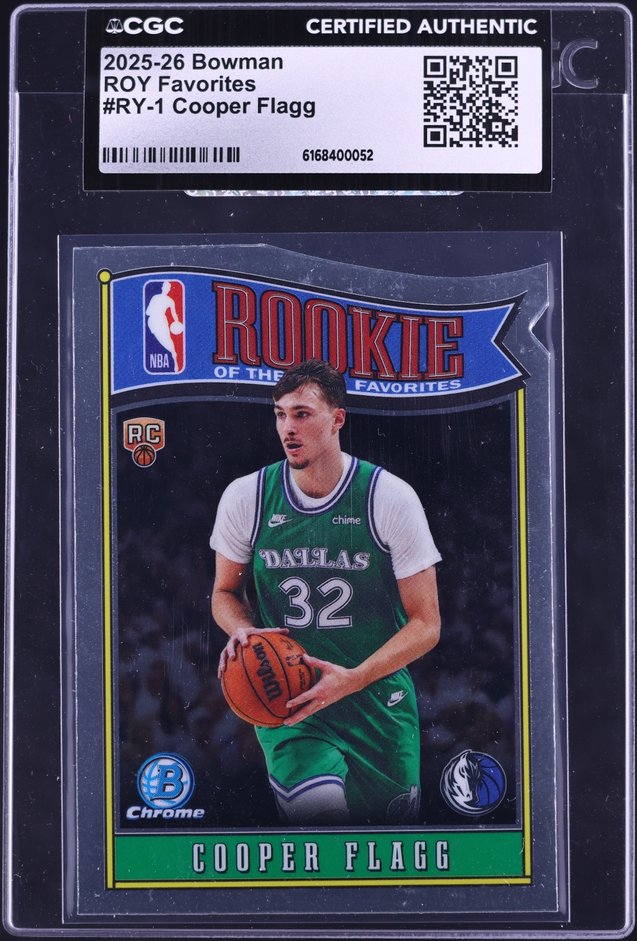 2025 Bowman Chrome ROY Favorites Die-Cut Cooper Flagg ROOKIE #RY-1 CGC AUTH