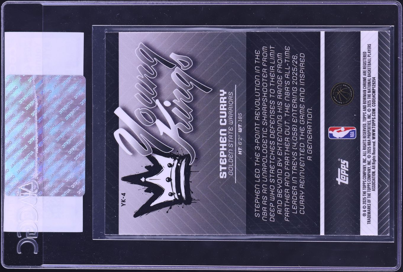 2025 Bowman Chrome Young Kings Stephen Curry #YK-4 CGC AUTH