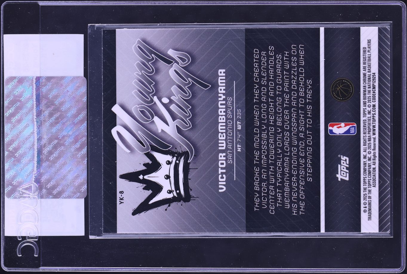 2025 Bowman Chrome Young Kings Victor Wembanyama #YK-8 CGC AUTH