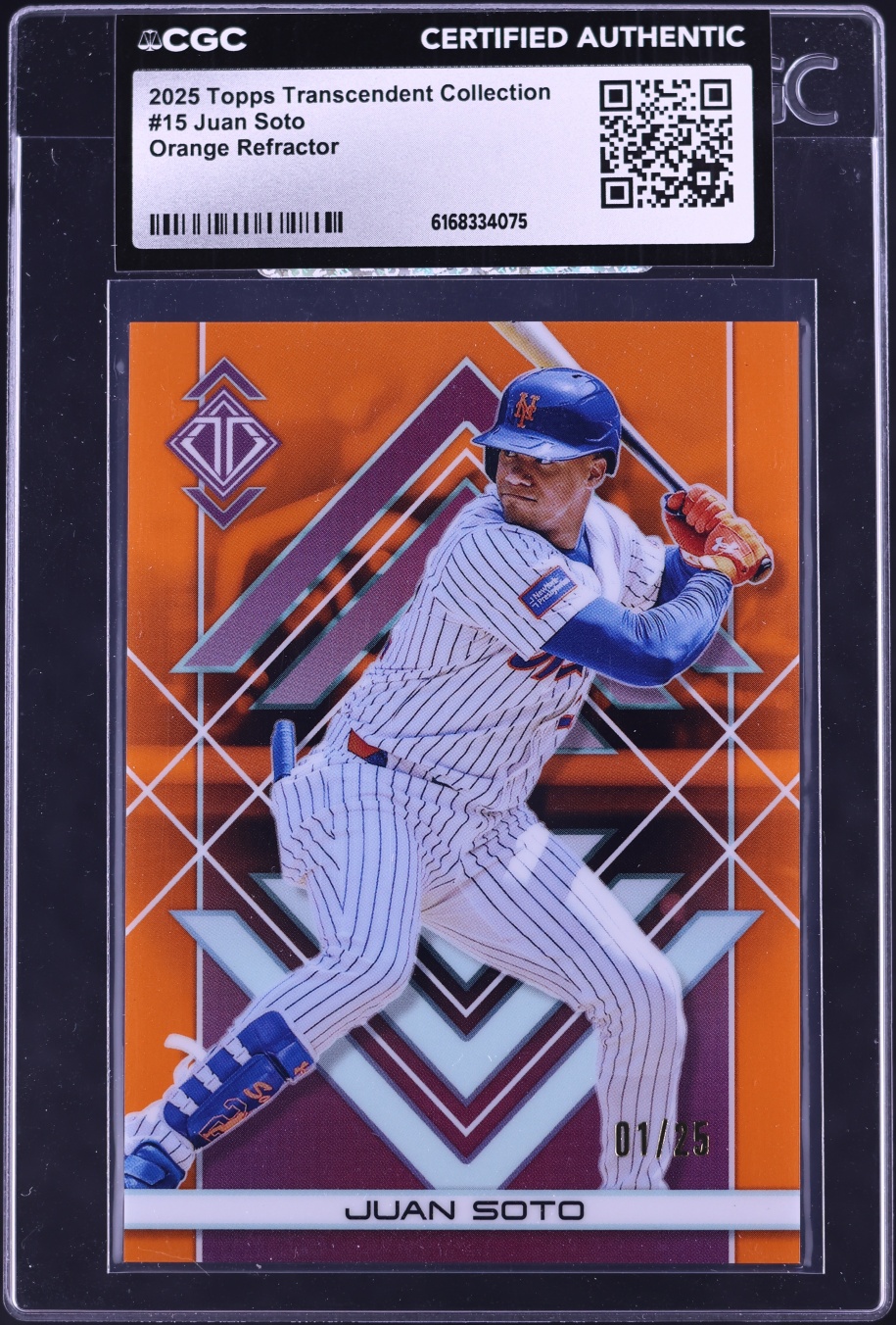 2025 Topps Transcendent Collection Orange Refractor Juan Soto 1/25 #15 CGC AUTH